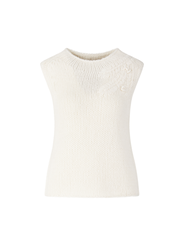 Ärmelloses Cashmere-Seidentop 'Jyll Embroidery' Ecru
