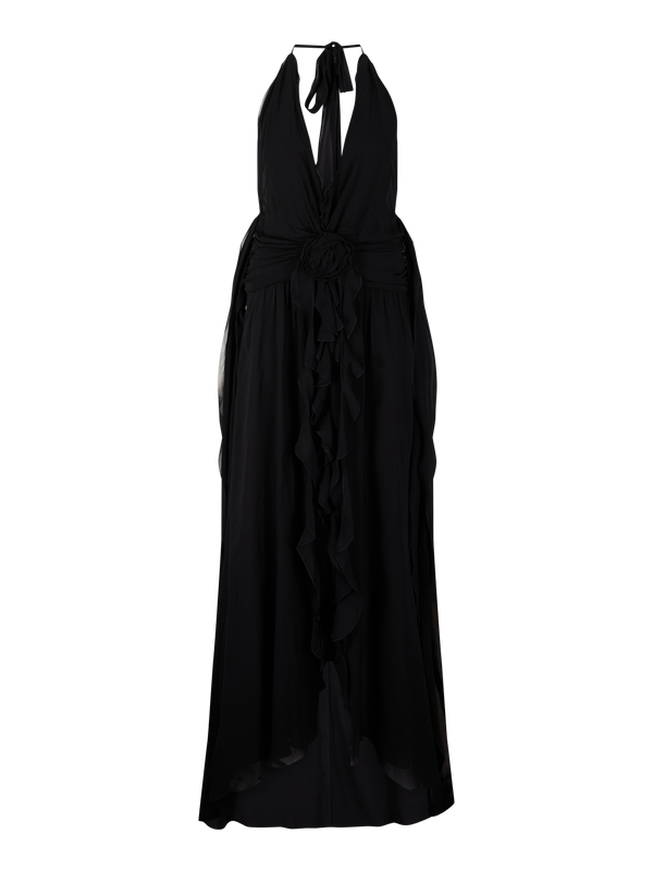 Maxikleid aus Viskose-Georgette Schwarz