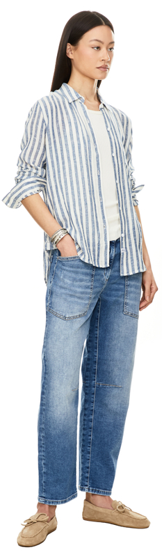 Gestreifte Leinenbluse 'Charli' Blau