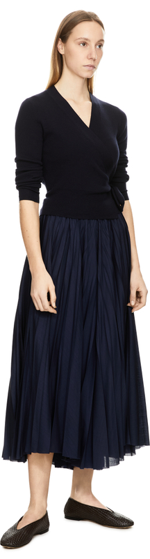 Strickjacke aus Wolle zum Wickeln Marineblau