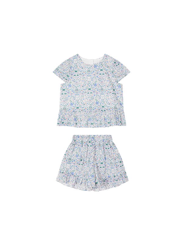 Florales Twin-Set mit Volants Multi