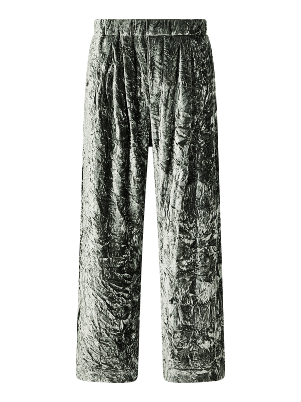 'Trace' pleated trousers in grey velvet