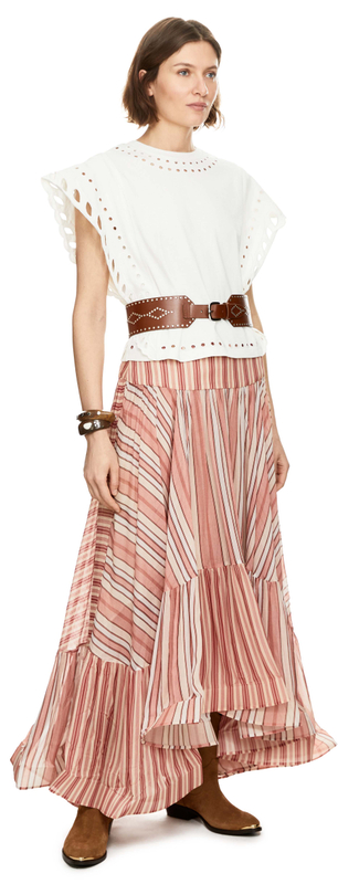 Asymmetrischer Rock 'Bohemian Rebellion' mit Streifenmuster Rot