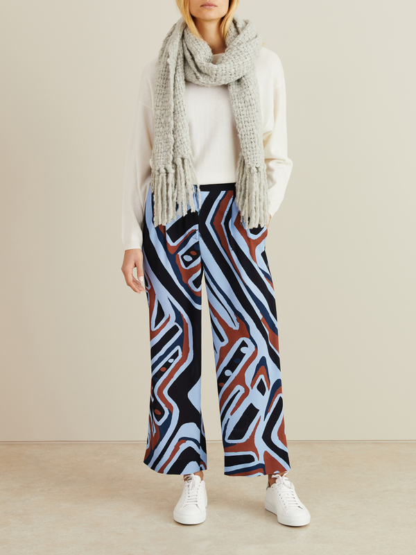 Seidenhose 'Fonda' mit Muster Blau/Braun