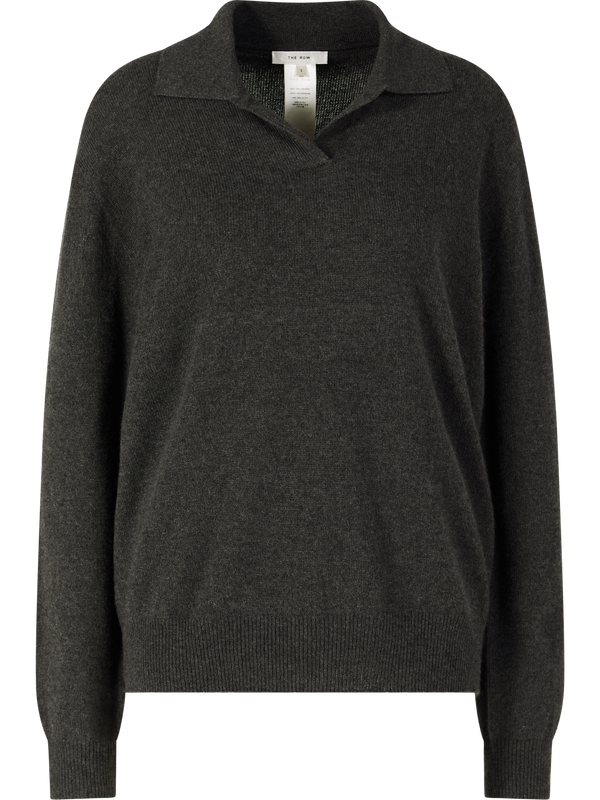 'Oashi' cashmere polo jumper, charcoal grey
