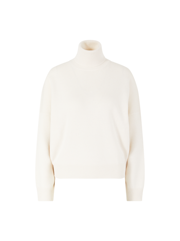 Cashmere-Rollkragenpullover mit Monili-Perlen Crème