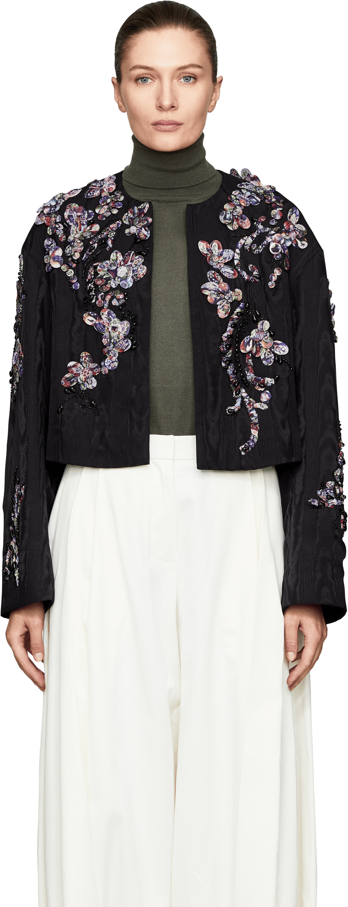 Dries van Noten Cropped-Jacke 'Vonda' Schwarz, Front view – UNGER.DE