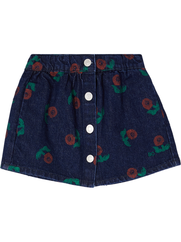 Jeansrock 'Stamp Bloom' Allover Print Mittelblau