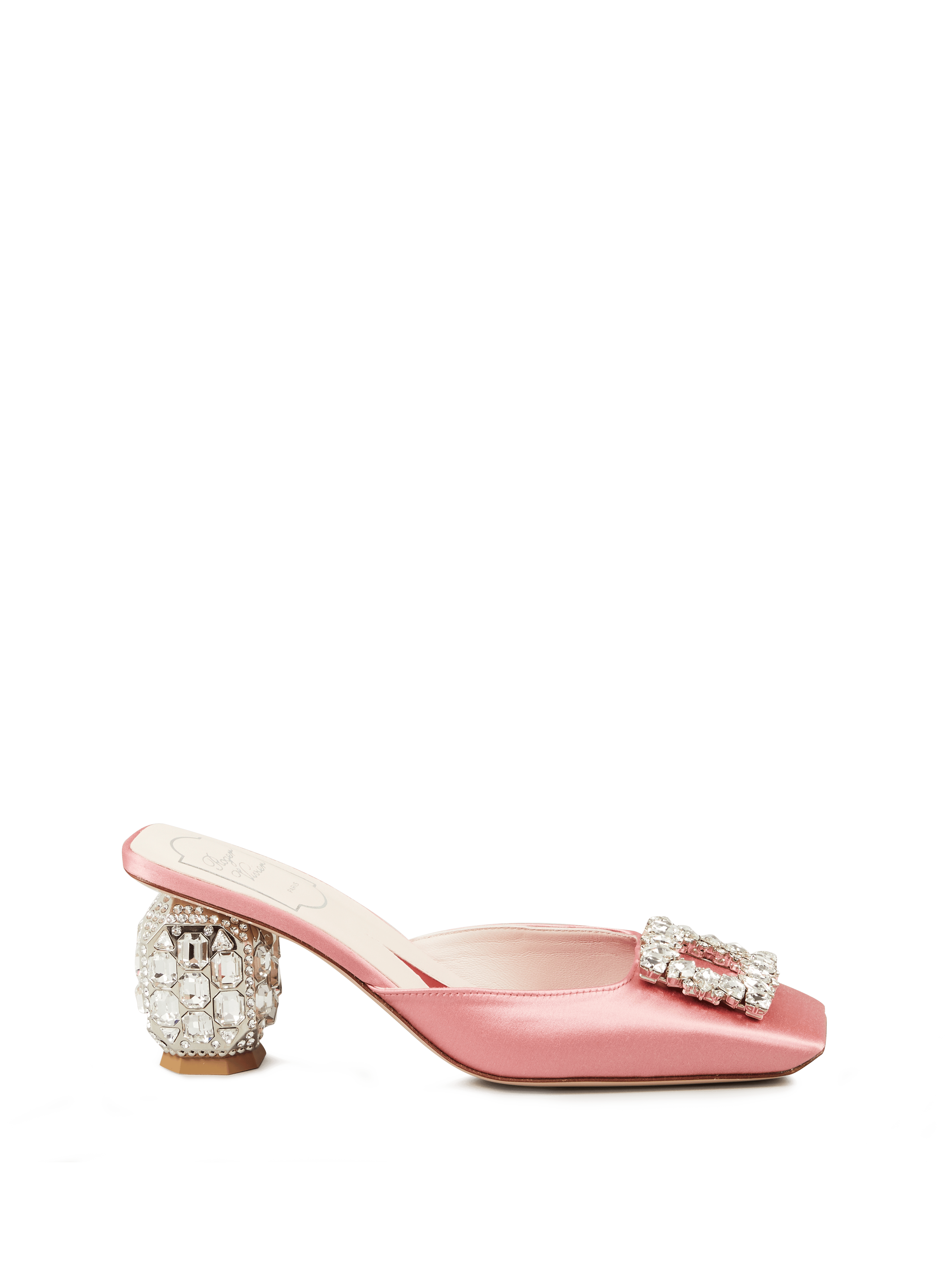 Satin Mule 'Strass Buckle' Rosé