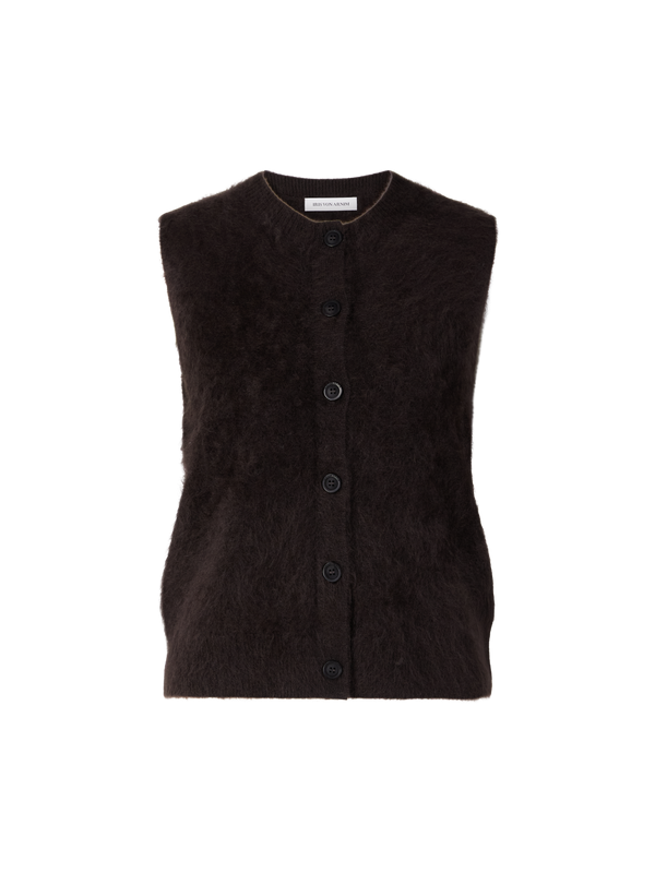 'Kalie' Brushed Cashmere Waistcoat in Chocolate
