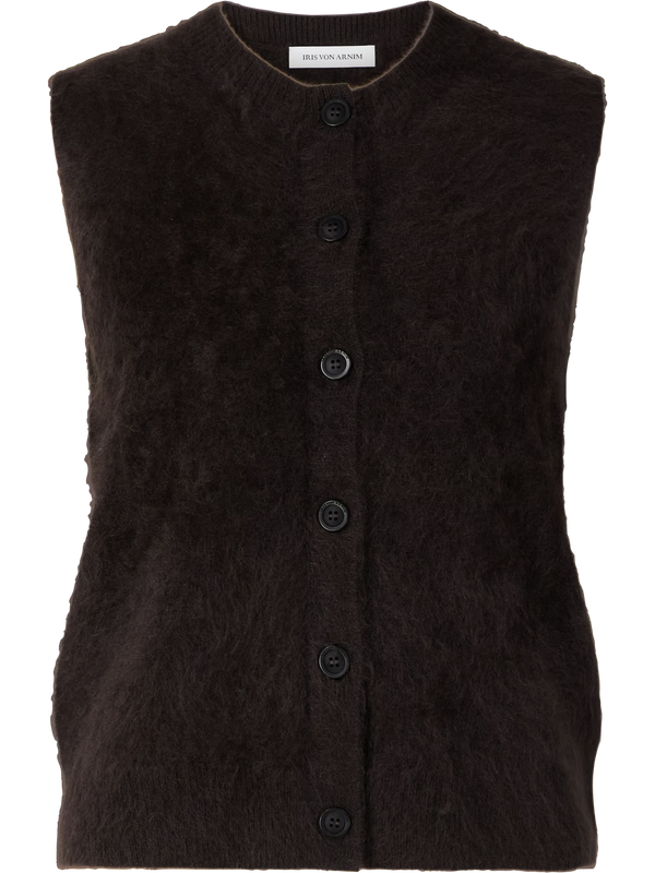Gebürstete Cashmere-Weste 'Kalie' Schokolade
