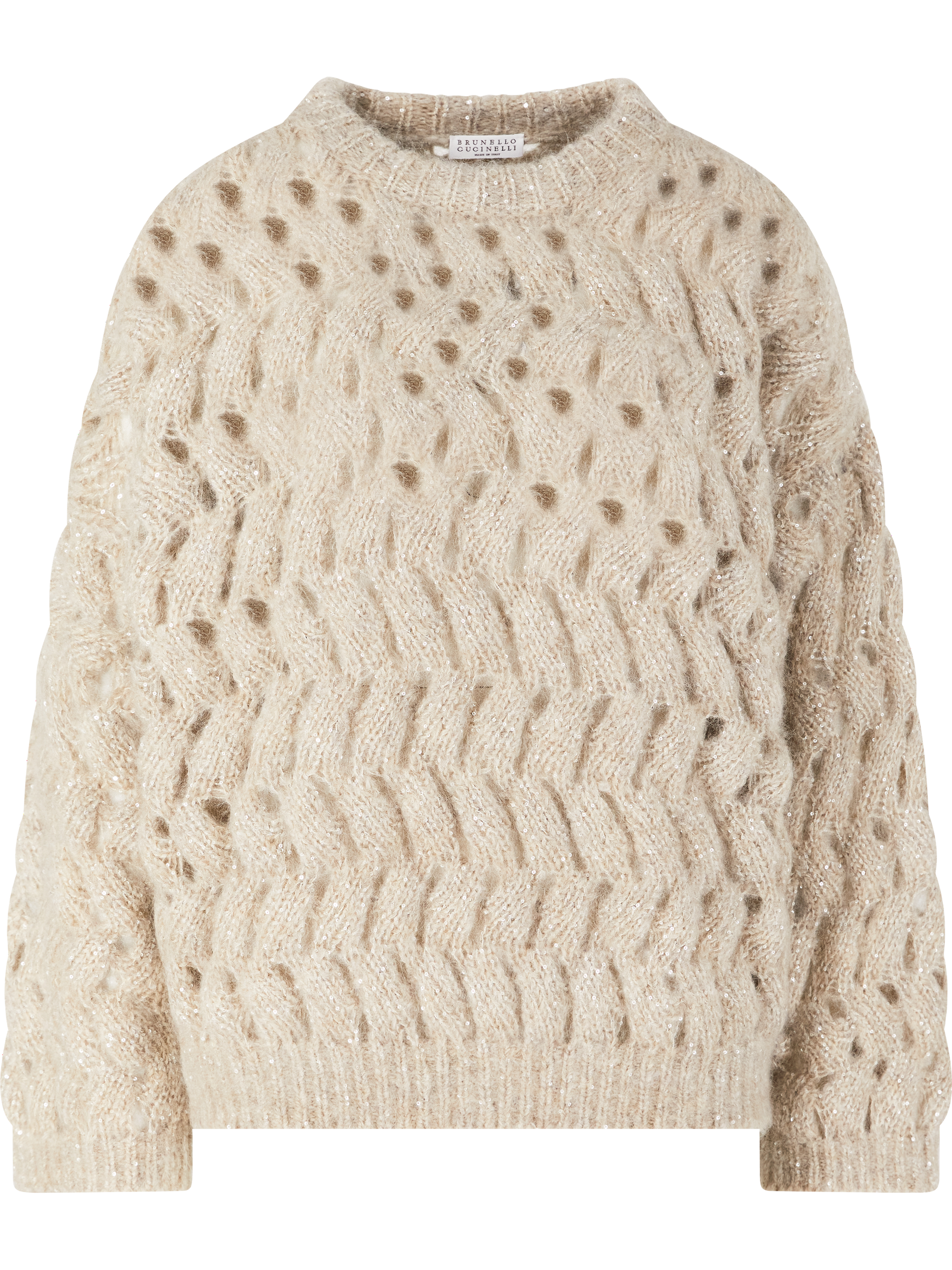 Dazzling-Waves-Pullover aus Mohair in Beige