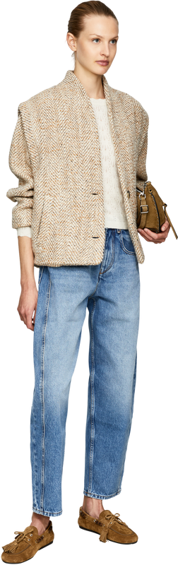 Wolljacke 'Drogo' mit Fischgrätenmuster Beige