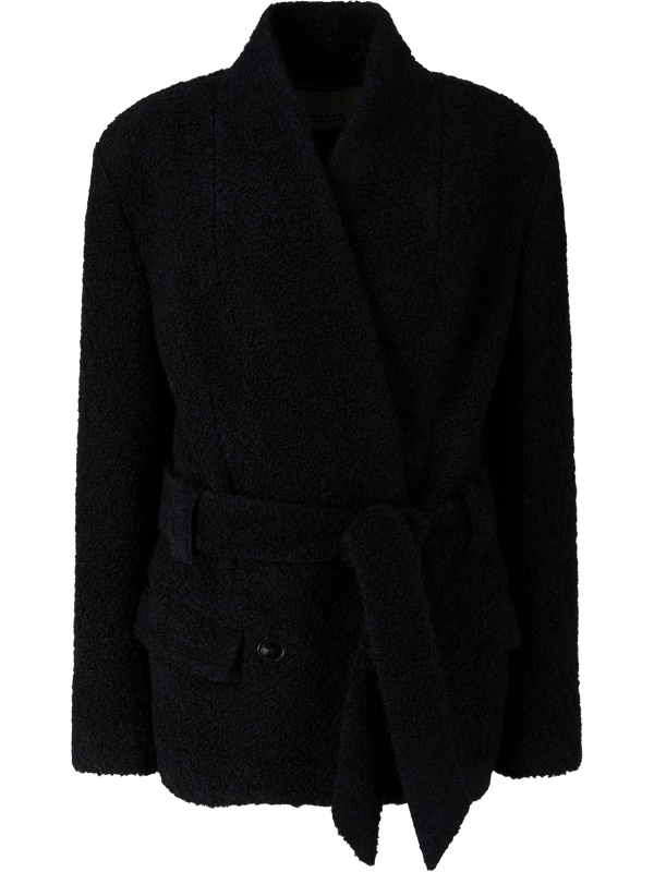 Jacke 'Syndra' aus Bouclé-Wolle und Alpaka Schwarz