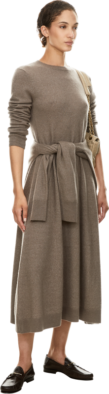'Rona' Taupe Cashmere and Silk Dress