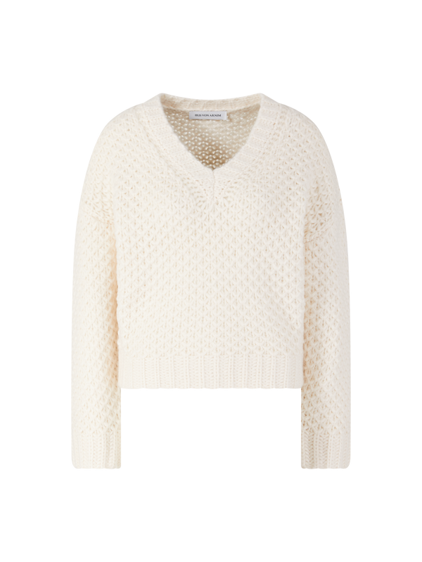 'Avalea' Ecru Cashmere and Silk Jumper