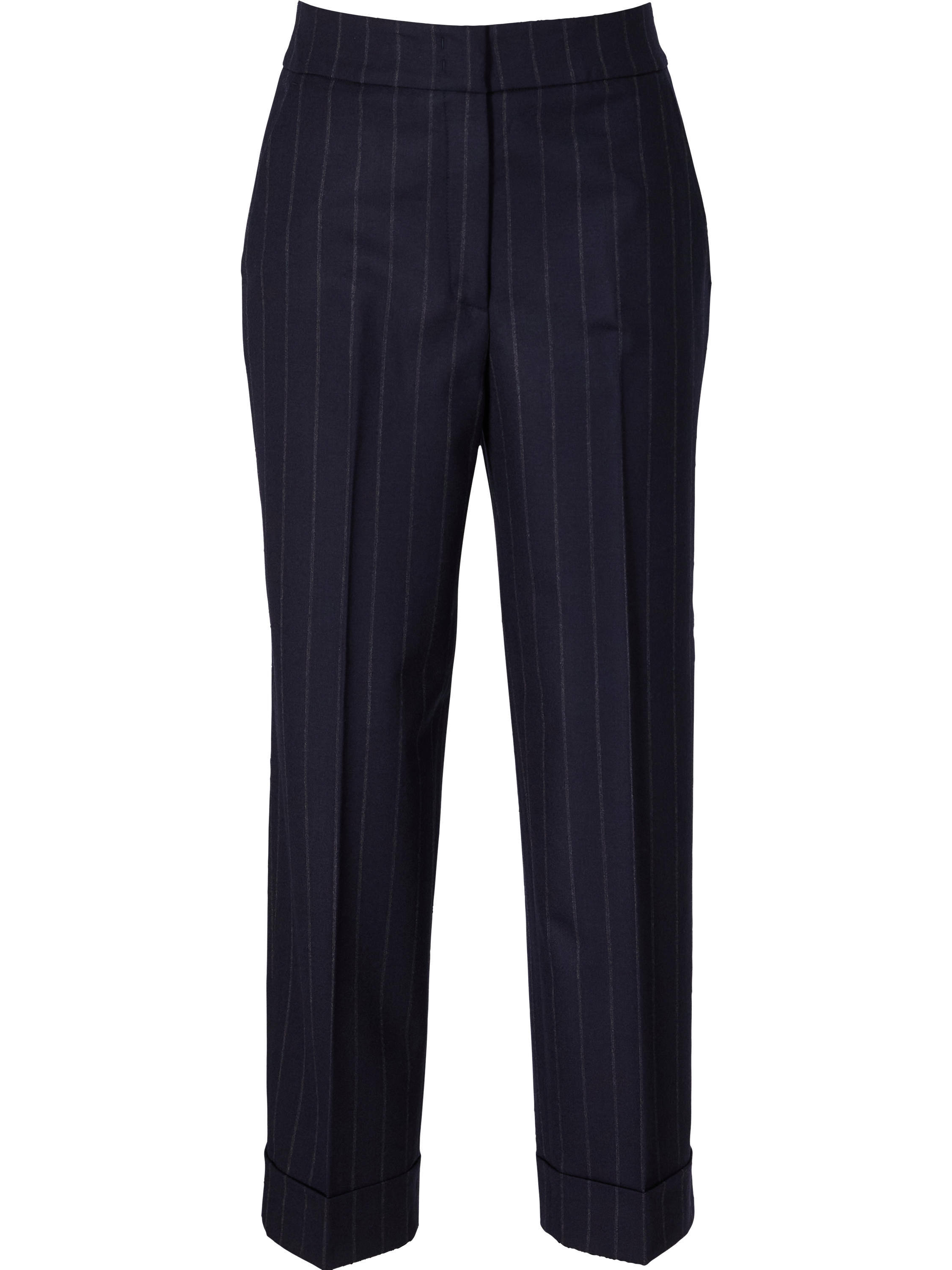 Pinstriped woollen trousers navy blue