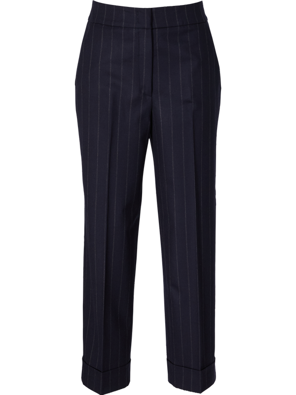 Pinstriped woollen trousers navy blue