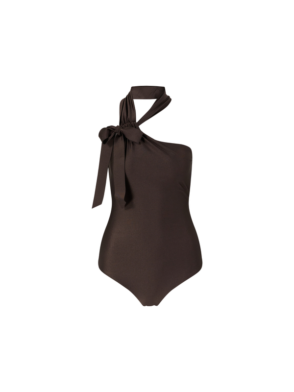 Neckholder-Badeanzug 'Awaken' mit Schleifendetail Dunkelbraun