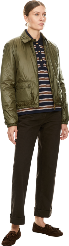 'Lanset' short down shirt jacket, olive green