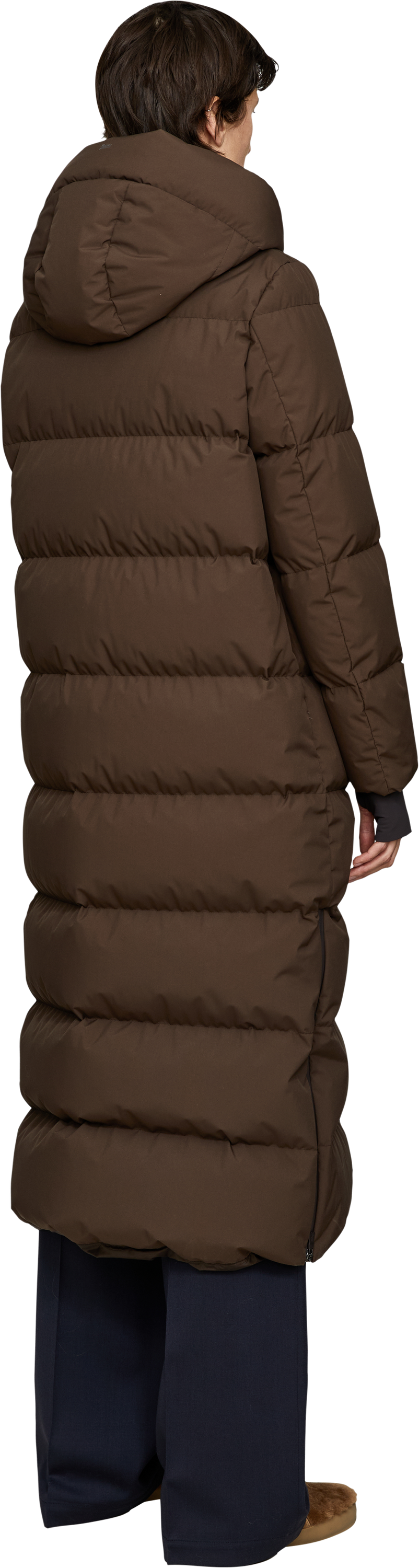 Herno 'Laminar Long' Down Coat – Dark Brown, Back view – UNGER.DE