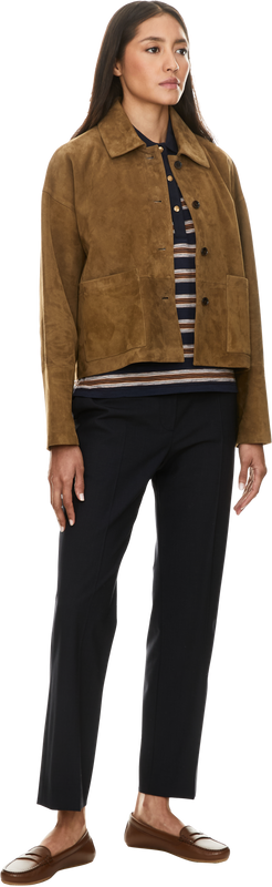 Velourslederjacke 'IMMA' Olivgrün