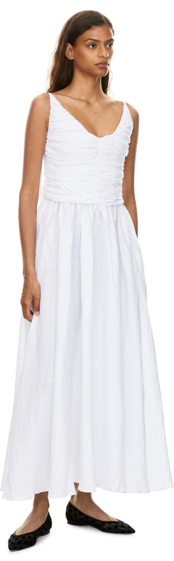 'Dalia' linen dress in white