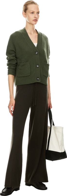 Wool-cashmere cardigan with a V-neck green