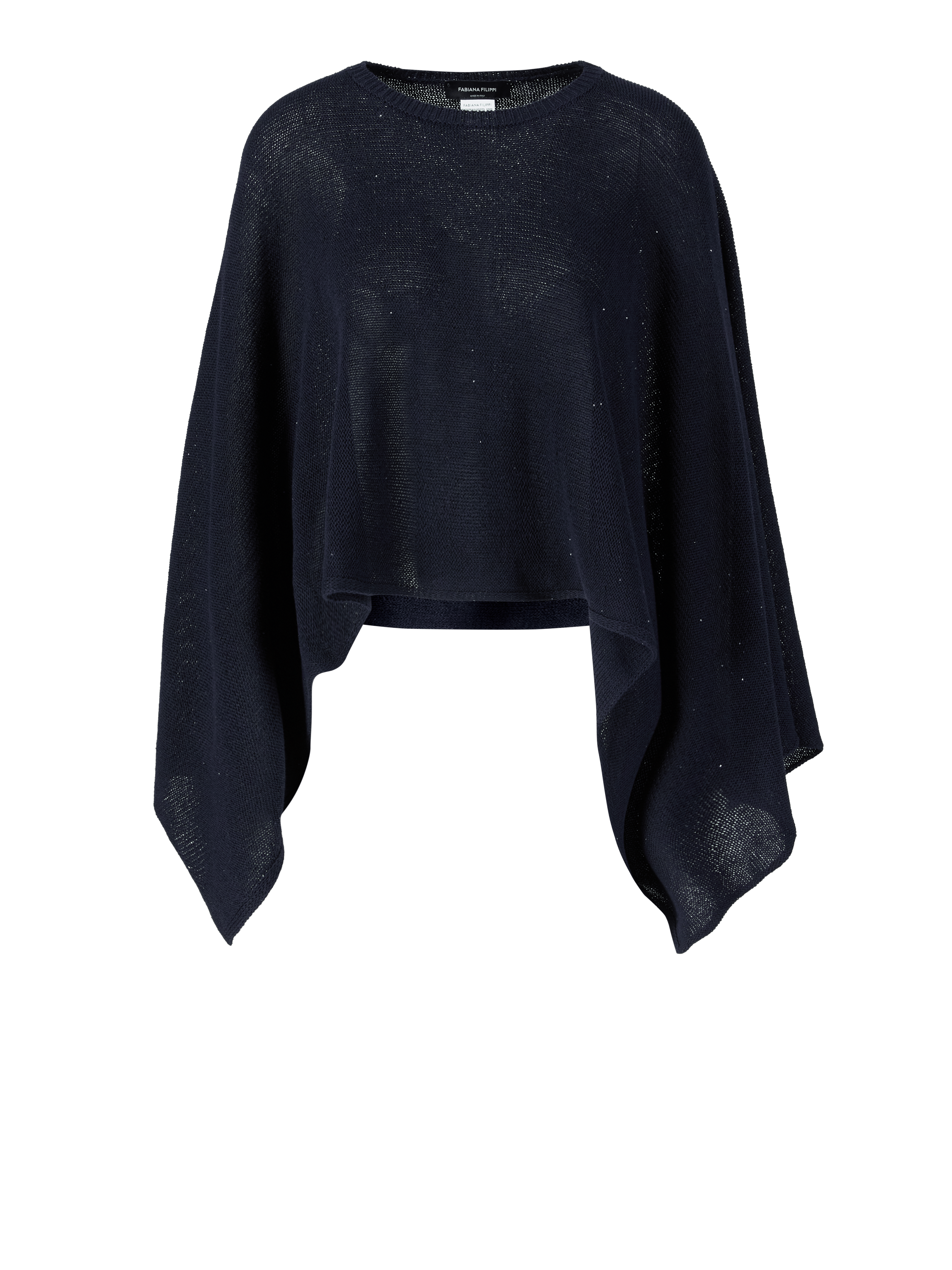 Cape-Pullover mit Pailletten Marineblau