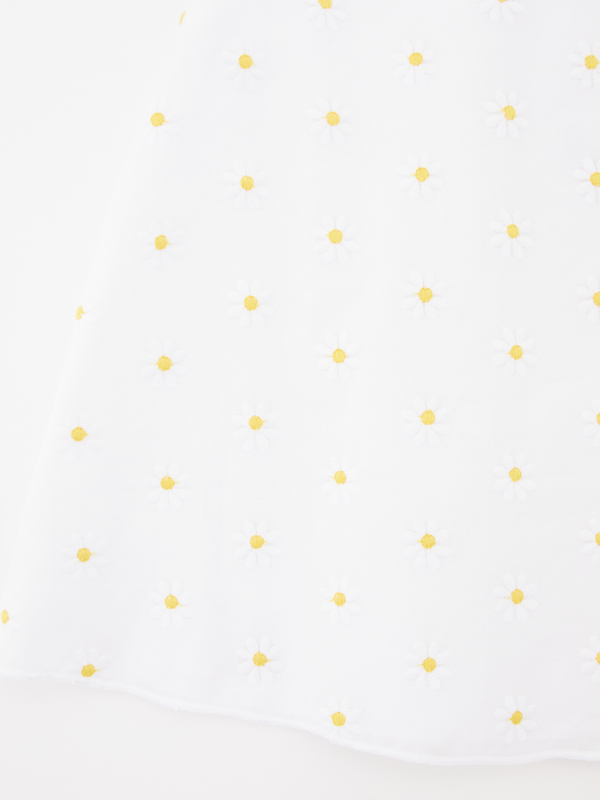 Ärmellose Bluse mit Gänseblümchen Weiß