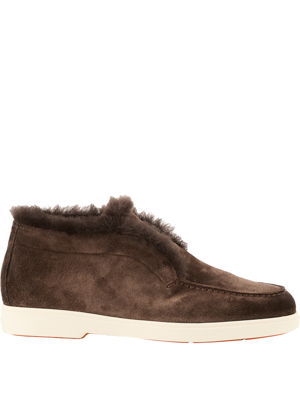 Veloursleder-Loafer mit Pelzfutter Dunkelbraun