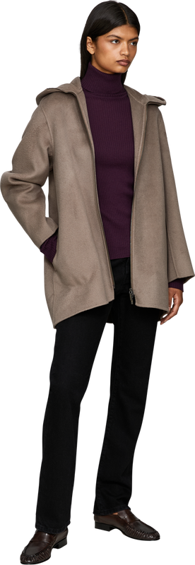 Doubleface-Cashmere-Jacke 'Dance Slim' Taupe