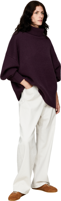 Oversized cashmere jumper with a roll neck – Blackberry