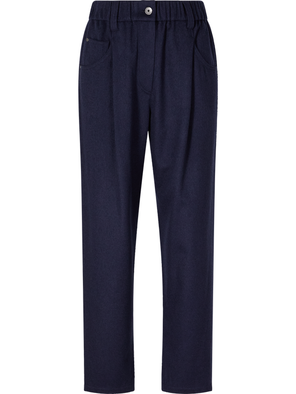 Wollhose mit Monili Perlen Marineblau