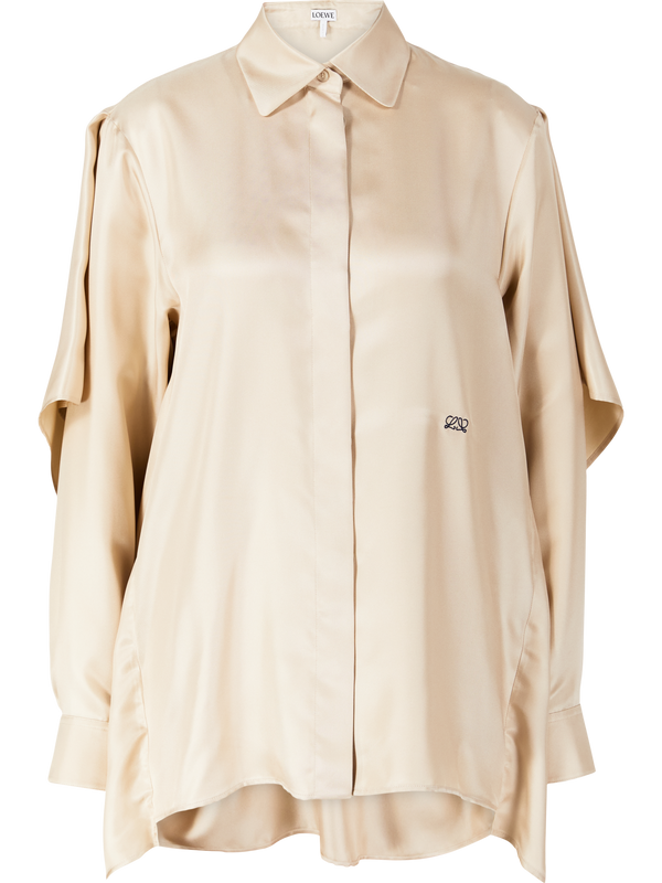 Beige silk shirt with cape