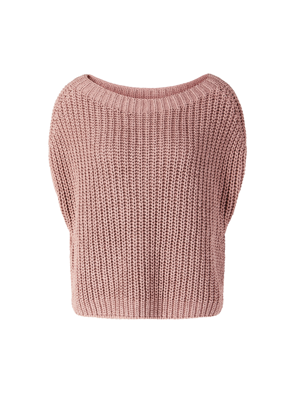 Kurzarmpullover 'Avelin' aus Seide und Leinen Rosenholz