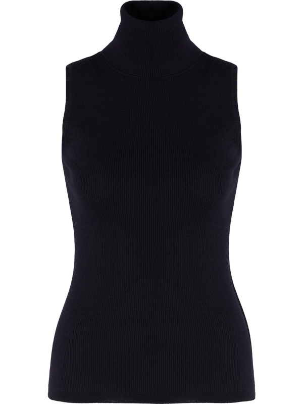 Wolltop mit Rollkragen Marineblau