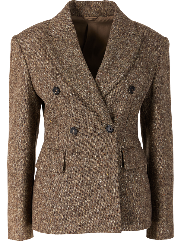 Blazer aus Schurwoll-Donegal mit Monili Braun