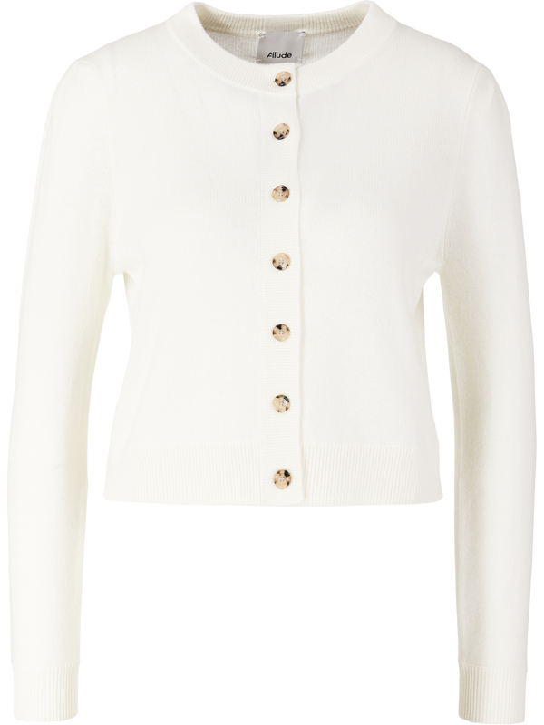 Cropped cashmere cardigan white