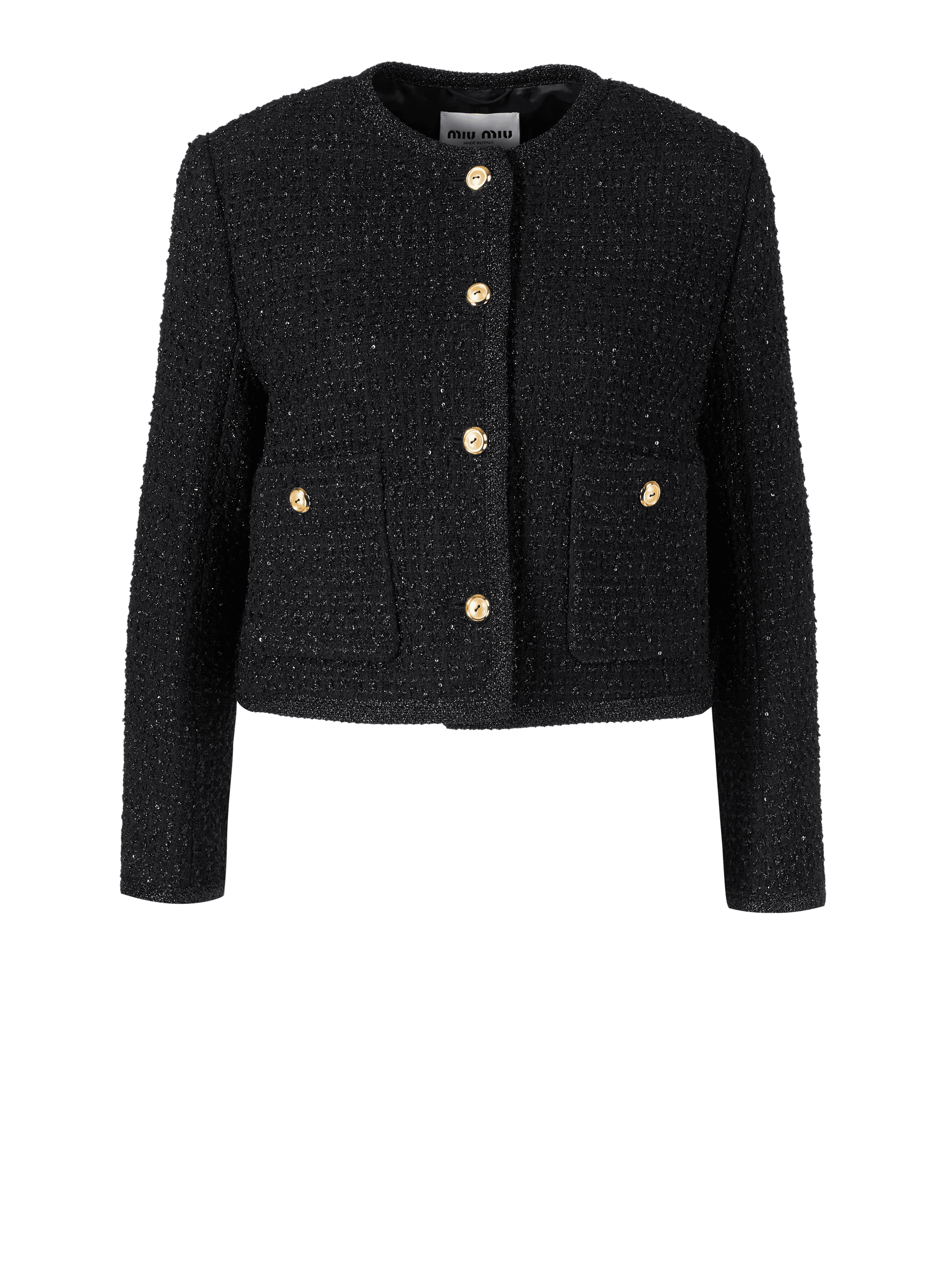 Cropped Tweed-Jacke Schwarz