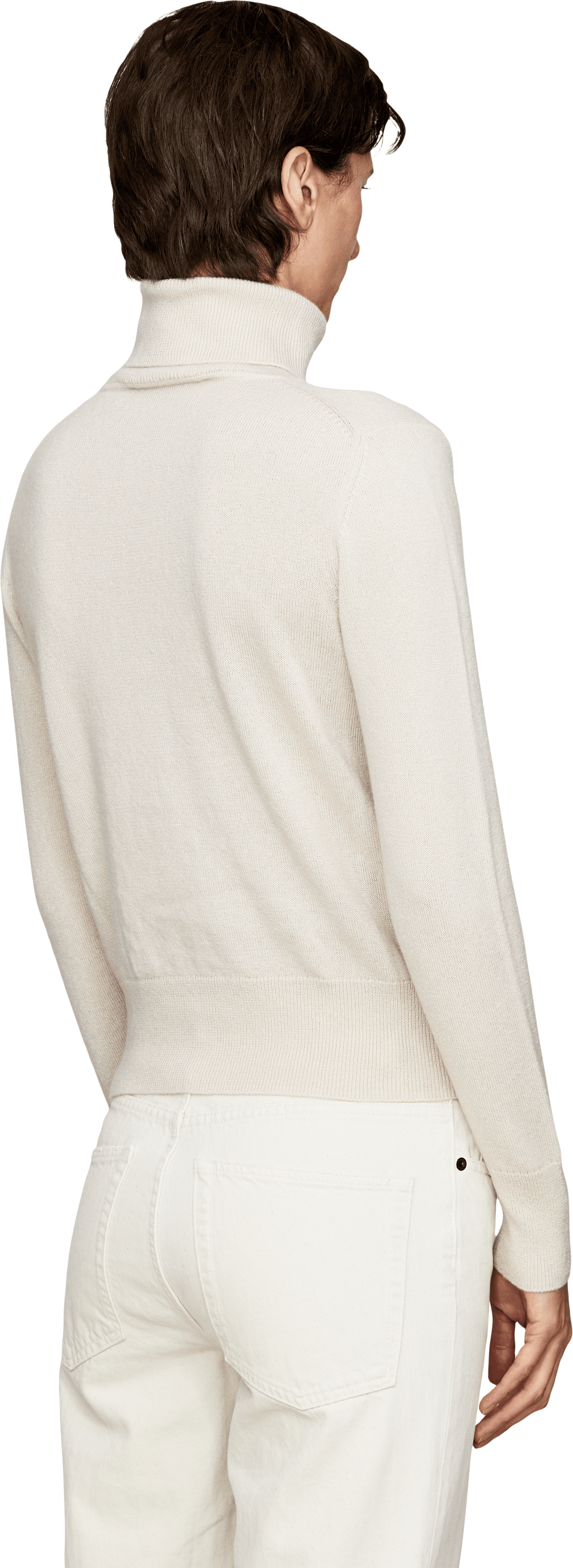 Iris von Arnim 'Neris' cashmere and silk jumper with a roll neck, in Alabaster, Back view – UNGER.DE