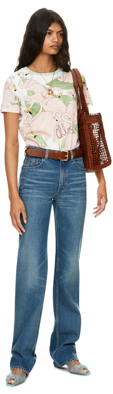 T-Shirt mit Flamingo-Print Multi