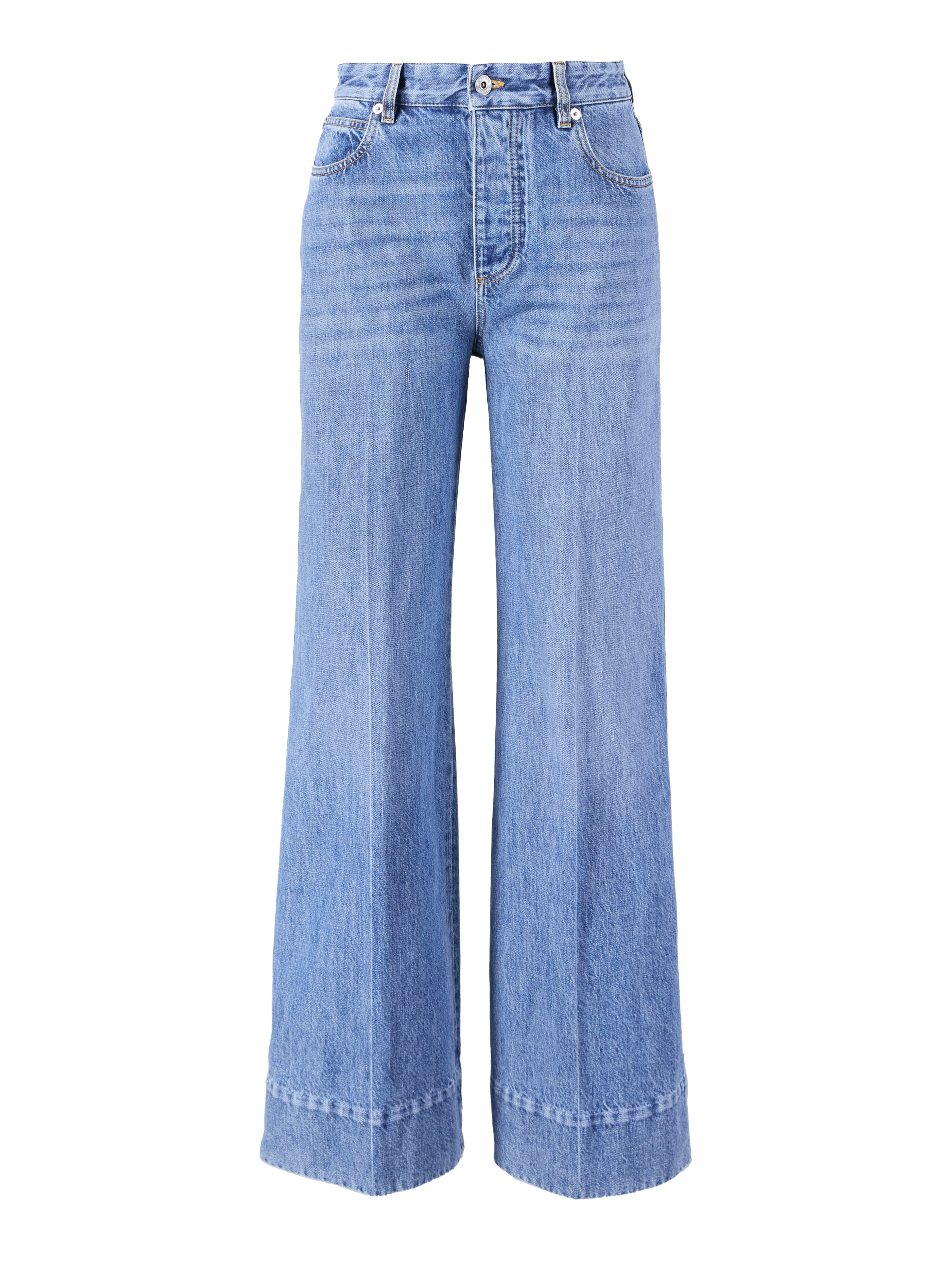 Wide-Leg-Jeans 'Palazzo' Mittelblau