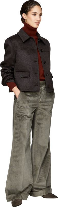 Boxy Cashmere-Jacke Dunkelbraun