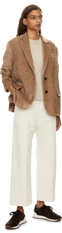 Cashmere-Wollpullover mit Pailletten Beige