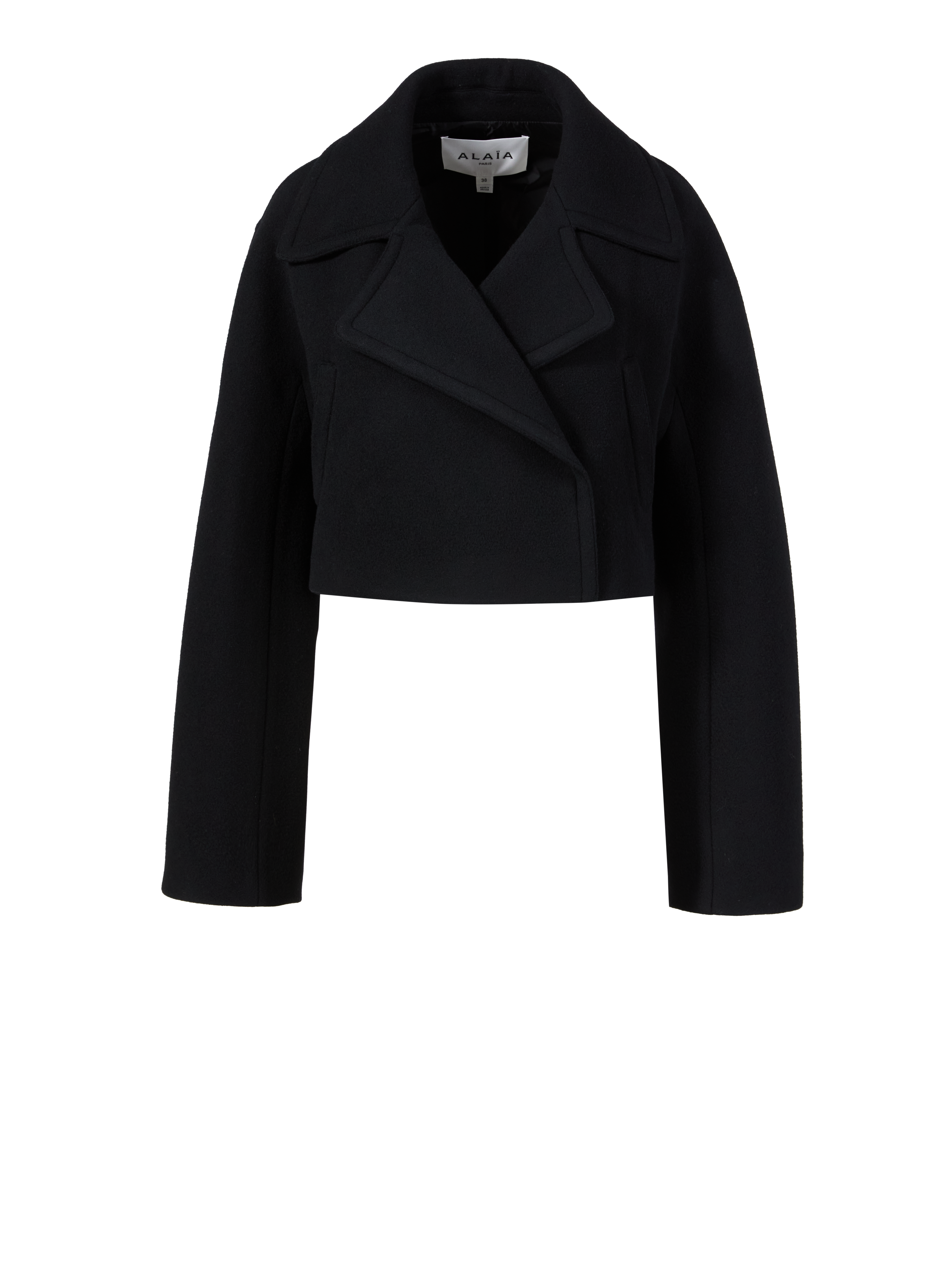 Cropped Wolljacke Schwarz