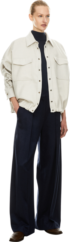 Wool trousers with Monili beads in navy blue