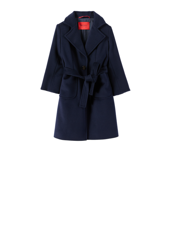Wollmantel mit Bindegürtel Marineblau