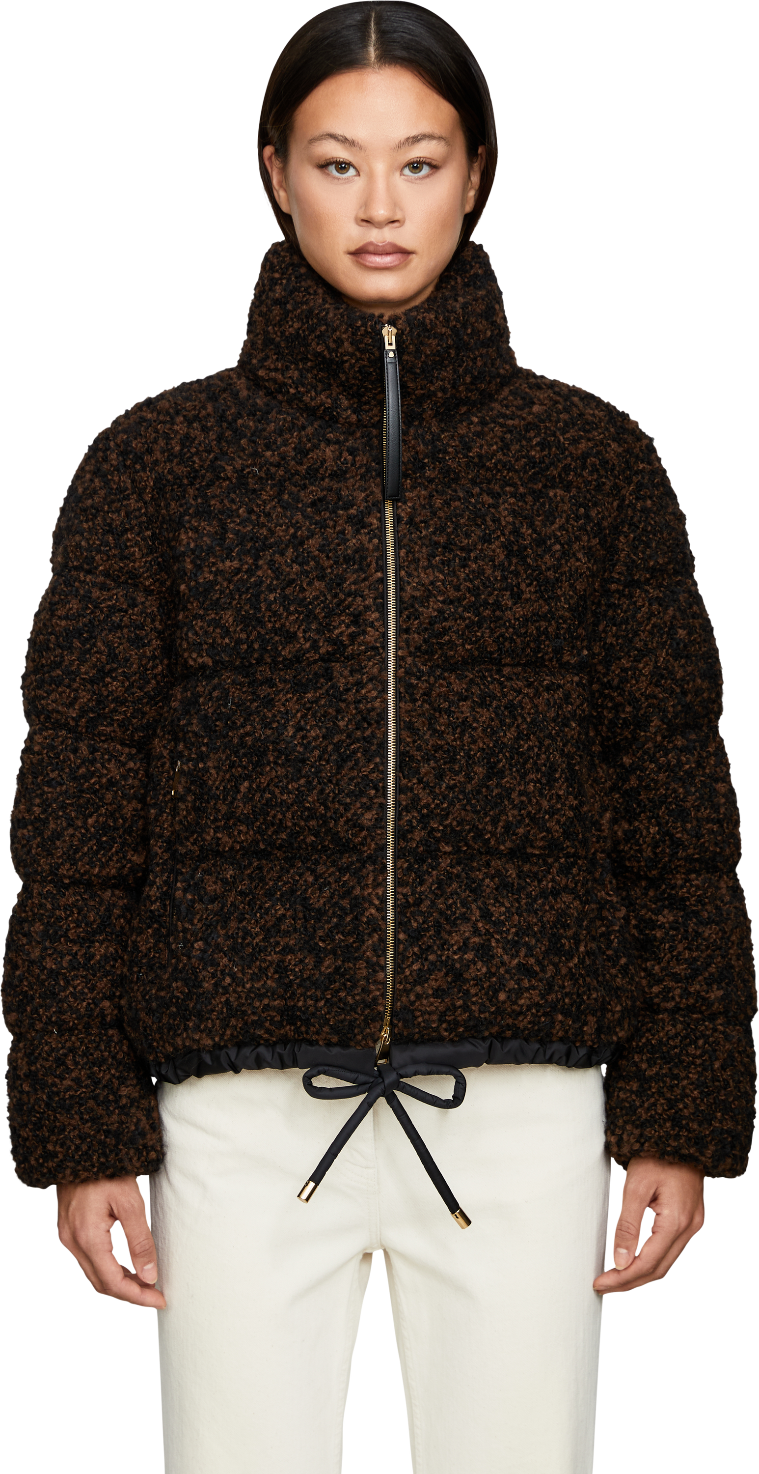 Moncler Kurze Daunenjacke 'Trascendance' Schwarz/Braun, Frontansicht – UNGER.DE