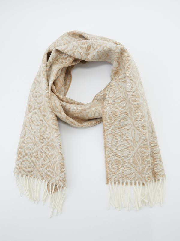 Wollschal mit Anagram-Muster Beige